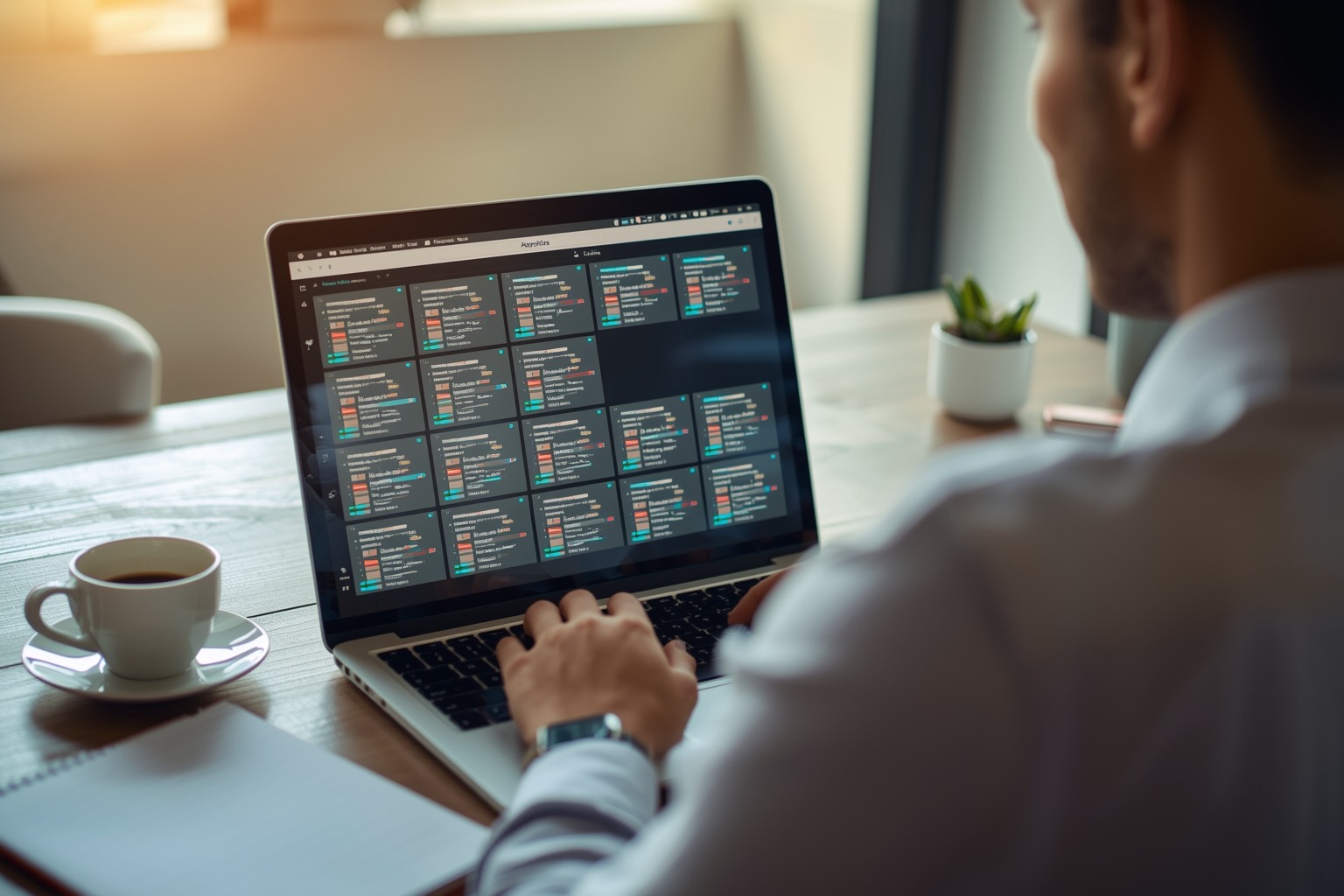 Person browsing a grid of dataset cards on a laptop